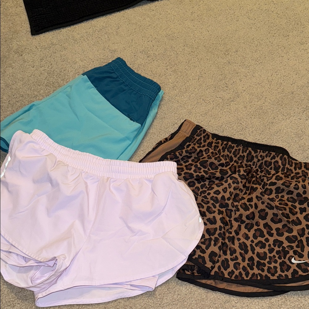Shorts Set in Light Purple, Teal, and Leopard Print